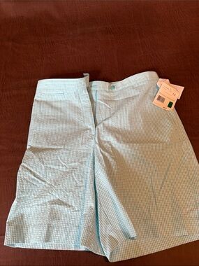 Liz Claiborne LizGolf Light Blue and White Gingham Shorts